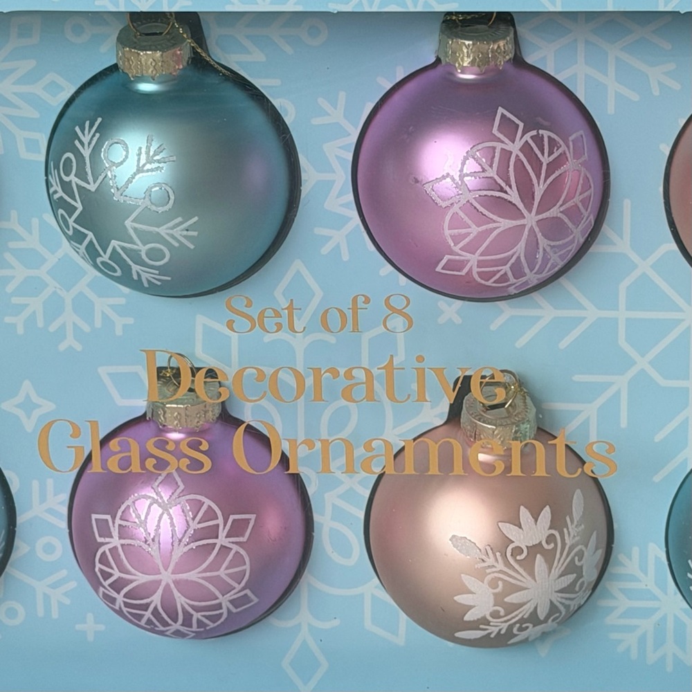 Pink Sky Decorative Glass Ornaments, Set of 8 - Picture 5 of 9